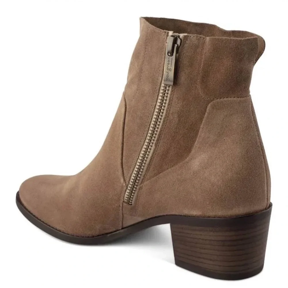 Paul Green NWT Nicole Bootie Antelope Beige Soft Suede Ankle Side Zip Size 10.5